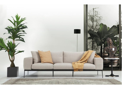 Driespersoons bank 3-zits banken beige stof woonkamer luxe modern nieuw