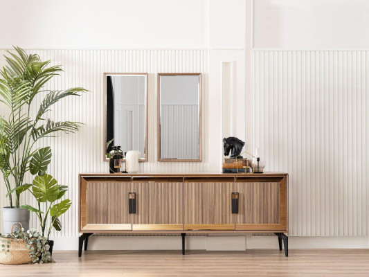Dressoir met spiegel Groep Commode Hout Goud Eetkamer