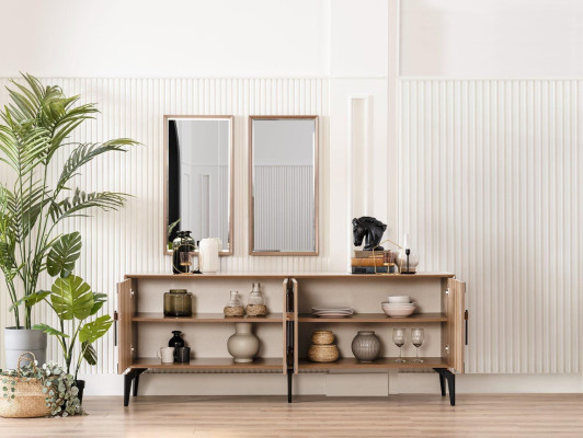 Dressoir met spiegel Groep Commode Hout Goud Eetkamer