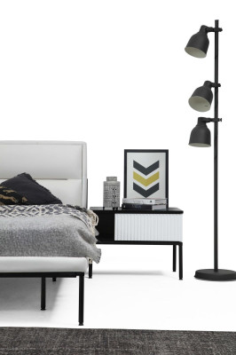 Garnituur slaapkamer tweepersoons bed nachtkastjes wit set 3-delig modern.