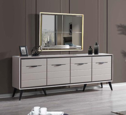 Witte 4-deurs eetkamer dressoir Designer dressoir Luxe glazen spiegel