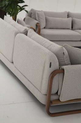 Bankstel 3-zits fauteuil driezits modern stof grijs setontwerp