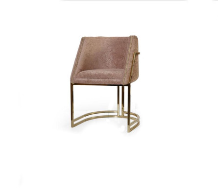 Luxe Beige Roestvrijstalen Eetkamerstoel met Armleuningen Eénpersoons