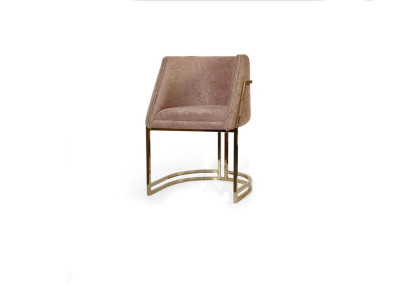 Luxe Beige Roestvrijstalen Eetkamerstoel met Armleuningen Eénpersoons