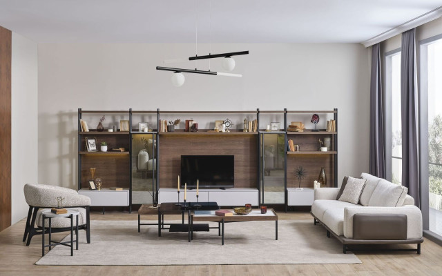Beige bankstel 3+1 zits Luxe 3 salontafels 5-delige woonkamerset