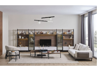 Beige bankstel 3+1 zits Luxe 3 salontafels 5-delige woonkamerset