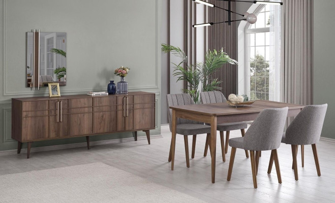 Eetkamerset Eethoek Eettafel Set 9-delig Eetkamer Bruin Hout