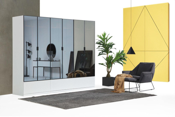 Kledingkast Kast Hout Modern Wit Spiegel Kleding Slaapkamer