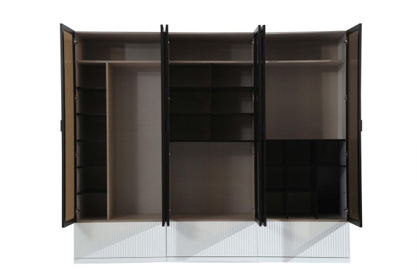Kledingkast Kast Hout Modern Wit Spiegel Kleding Slaapkamer