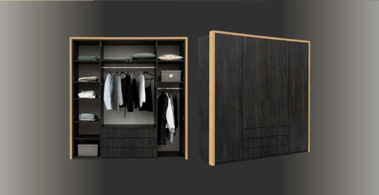 Kledingkast Zwart Hout Slaapkamer Design Modern Meubilair Kapstok