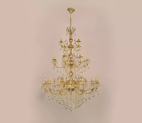 Luster Kroonluchter Plafondlamp xxl Luxe Goud Plafondlamp Kristal