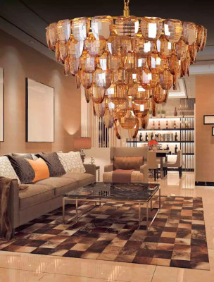 Kroonluchter klassieke lamp woonkamer gouden kristallen plafondlamp.
