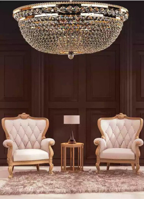 Ronde kristallen plafondlamp Luxe kroonluchter hanglamp Gouden kroonluchter