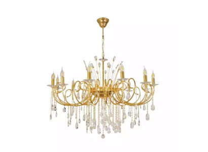 Kroonluchter lamp woonkamer goudglas luxe plafondlampen