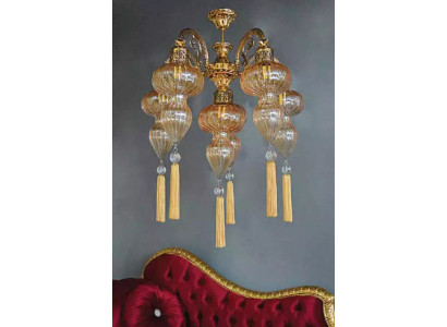 Luster Plafondlamp Kroonluchter Plafondlamp Lampen Glas Geel Modern