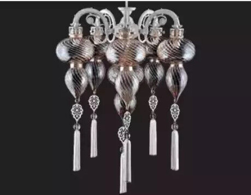 Hanglamp Luster Kroonluchter Plafondlamp Lamp Glas Zilver Nieuw