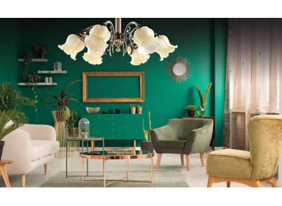 Luster Plafondlamp Kandelaar Plafonnière Lampen Zilver Beige