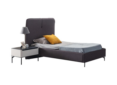 Grijze kindermeubels Ontwerper kinderbed Houten nachtkastje Luxe set