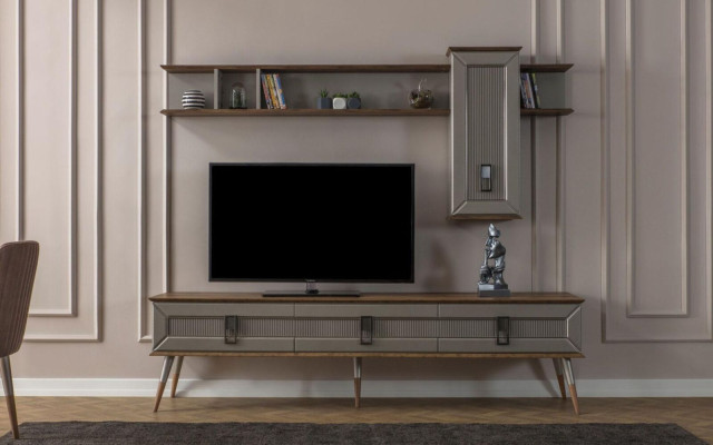 Moderne bruine woonkamer meubels Stevig dressoir Designer boekenplank 2-delig