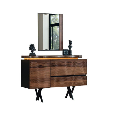 Exclusieve kaptafel spiegel hout make-uptafel bruine luxueuze console