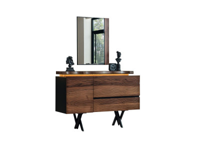 Exclusieve kaptafel spiegel hout make-uptafel bruine luxueuze console