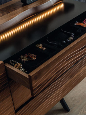 Exclusieve kaptafel spiegel hout make-uptafel bruine luxueuze console