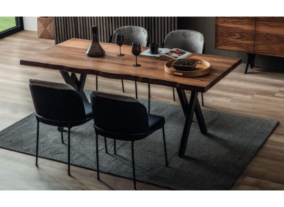 Bruine houten eettafel Robuuste eettafels Houten tafels Luxe meubels