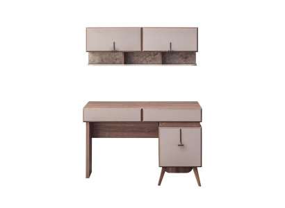 Beige bureau Luxe kantoortafel Wandkast Computertafel Set
