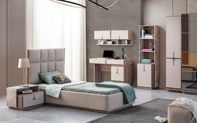 Moderne boekenkast Designer staande boekenrek Beige kantoorkast Boekenkast