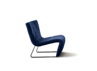 Fauteuil zonder armleuning Luxe gestoffeerd designmeubilair Italiaanse stijl Textiel Blauw
