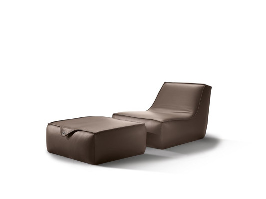 Ontwerp fauteuil voetbankje Luxe eenzitter Modern Grijs Lederen meubels Eenzitter Prianera
