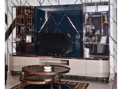 Wand RTV Lowboard TV-standaard Beige Modern Sideboard Kast Hout