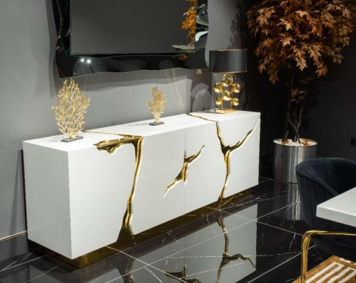 Eetkamer meubels Eethoek Luxe Eettafel Stoelen Wit 9-delig Hout