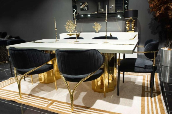 Eetkamermeubelen Eethoek Luxe eettafelstoelen Wit 7-delig Hout