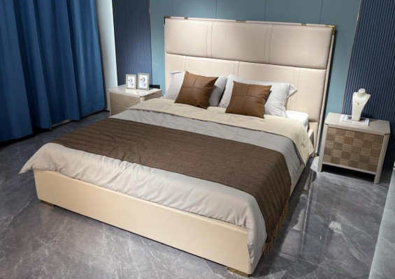 Slaapkamer set Bed 2x Nachtkastje Design Modern Luxe Bedden 3-delig