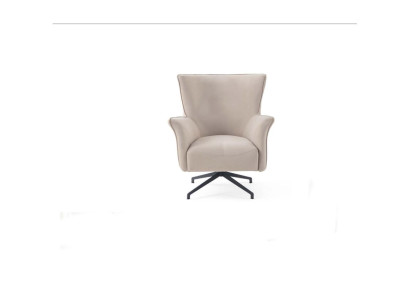 Beige woonkamer fauteuil ontwerper ontspannen gestoffeerde fauteuil met metalen poten.