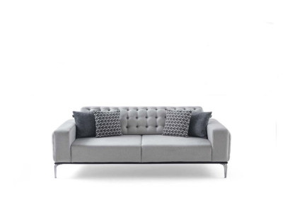 Moderne Chesterfield lichtgrijze 3-zits woonkamer luxe driezitter