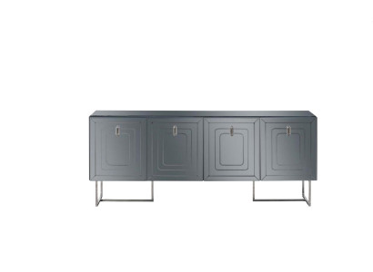 Grijze woonkamer dressoir Luxe houten meubels 4-deurs design commode