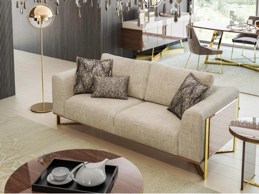 Tweezitsbank woonkamer gestoffeerd designbank meubilair textiel nieuw