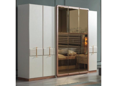 Witte kledingkast Ontwerper Houten kast Slaapkamer Glazen kast