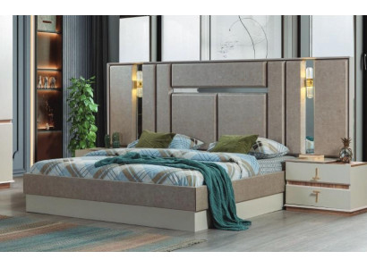 Beige slaapkamermeubels Luxe bedden Designer nachtkastjes Inrichting