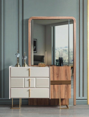 Moderne commode met spiegel, designercommodes slaapkamer set 2-delig
