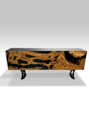 TV-standaard sideboard RTV laag dressoir woonkamer epoxyhars hout bruin