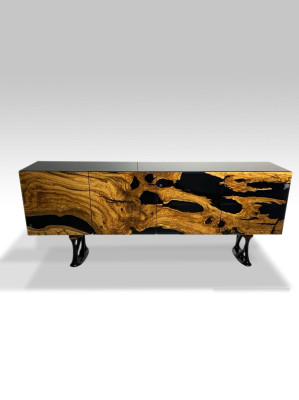 TV-standaard sideboard RTV laag dressoir woonkamer epoxyhars hout bruin