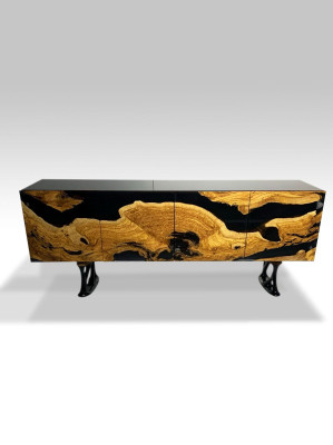 TV-standaard sideboard RTV laag dressoir woonkamer epoxyhars hout bruin