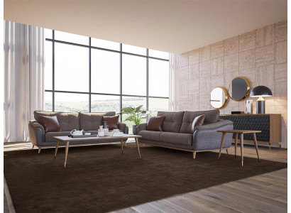 Sofa set 3-delig Fauteuil Modern 2x Bank Bank Driezitter Gestoffeerde meubels Woonkamer