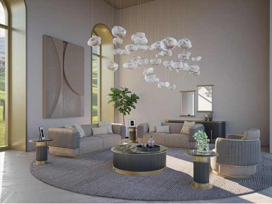 Compleet 3-delige gestoffeerde bank Driepersoons Modern Fauteuil Woonkamer Tweezitsbank