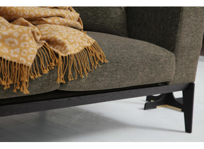 Moderne groene bankstel tweezits fauteuil stoffen meubels grijs luxe set