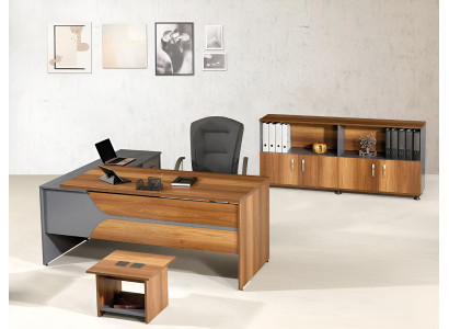 Garnituur Bureau Hoekbureau Kantoorinrichting Kast 3-delig Hout Bruin