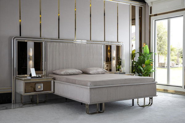 Bed Mooi Wit Ontwerp Modern Tweepersoonsbed Slaapkamer Elegant Meubilair Nieuw